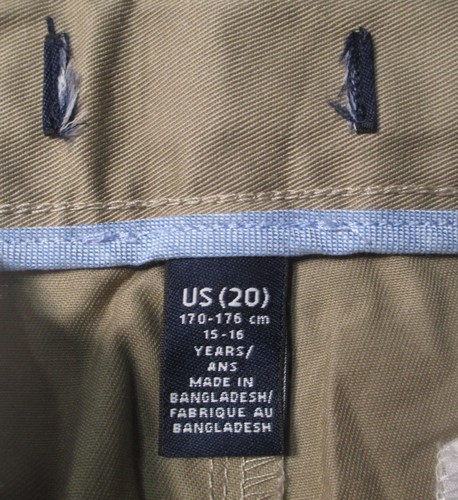 LANDS END Khaki Plain Front School Uniforms Pants Boys 20 INSEAM 33" NEW - Picture 6 of 6