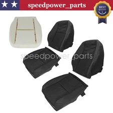For 07-14 GMC Sierra Driver Passenger Top Bottom Cloth Seat Cover Black Foam Pad