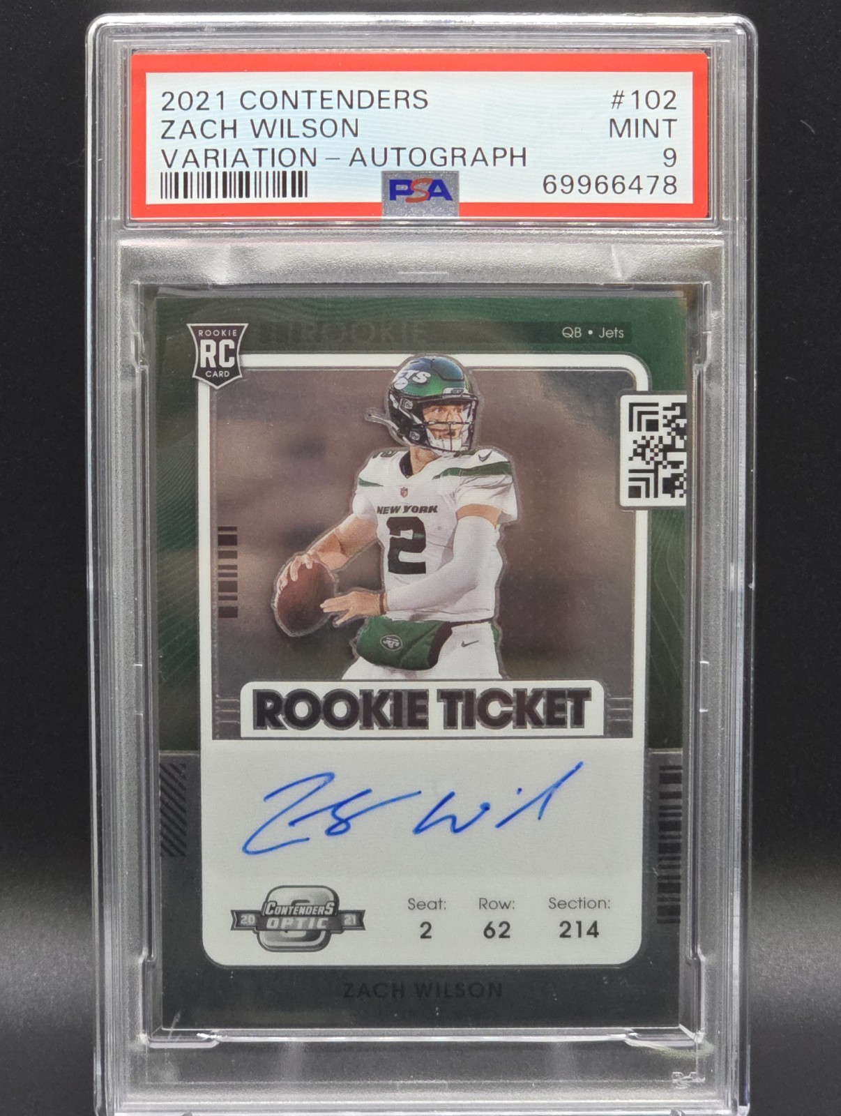 2021 Contenders Zach Wilson Rookie Ticket Variation Auto PSA 9 Jets Miami 🔥SSP