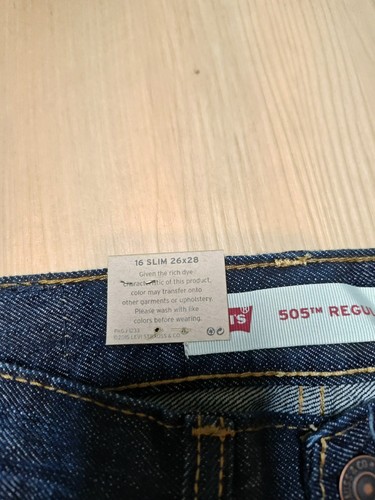 Levi's 505 Regular Fit Straight Leg Jeans Boys 16 Slim 26x28 Blue Dark Wash - Picture 7 of 9