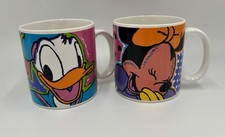 Vintage 1986 Disney Applause Donald Duck Minnie Mouse 80s Pop Art Mug Set