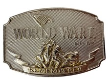 Vintage Commemorative World War II Remembered 1941-1945 Belt Buckle Silver Tone
