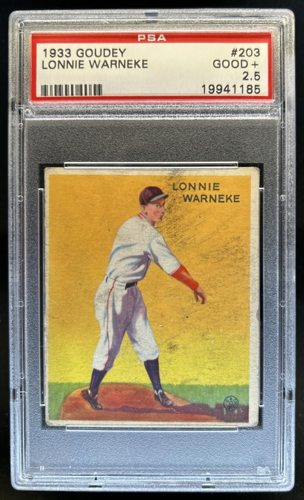 1933 Goudey R319 Lon Warneke Rookie RC #203 Cubs PSA 2.5