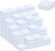 100 Pcs Small Plastic Storage Boxes with Hinged Lids, 2.2 x x transparent