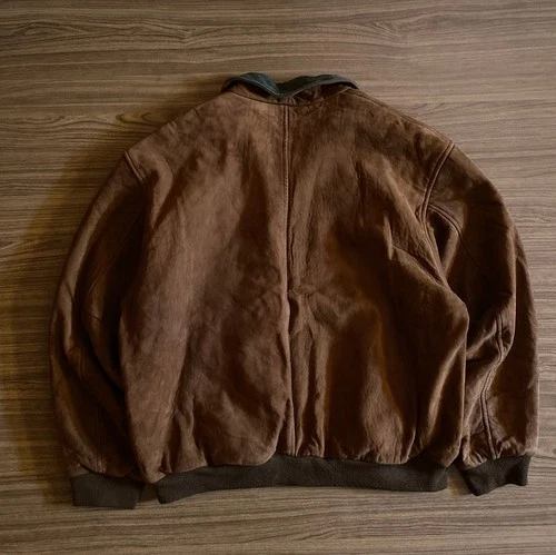 Vintage LL BEAN Leather Suede Bomber Jacket Flannel Lined USA Made image 8