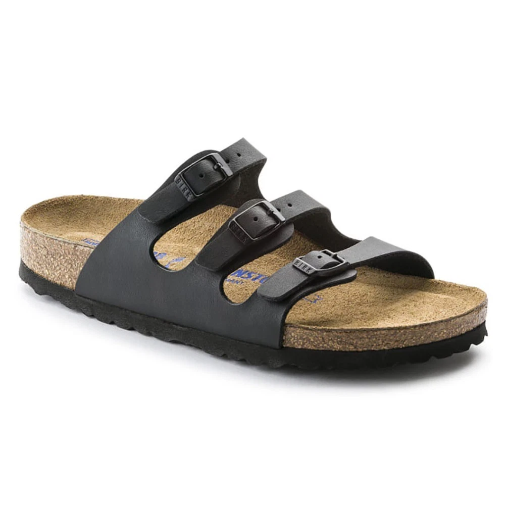 Birkenstock Florida Women's Soft Footbed Birko-Flor Wide Sandals Black US 6-11