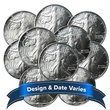 Lot of 10 - $1 American Silver Eagle 1 oz Random Year Impaired