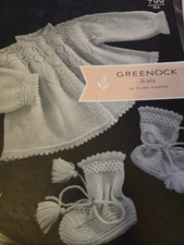 Greenock 799 Knitting PATTERN Vintage used Baby Cardigan Boots 0- 12Mths 3ply