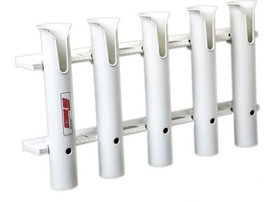 Extreme Max 3005.5636 Wall-Mount Poly Fishing Rod Holder - 5-Rod, White