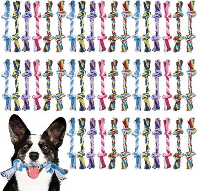 48 Pcs Dog Rope Toys Bulk, 100% Cotton Rope Dog Toys for Aggressive Chewers D...