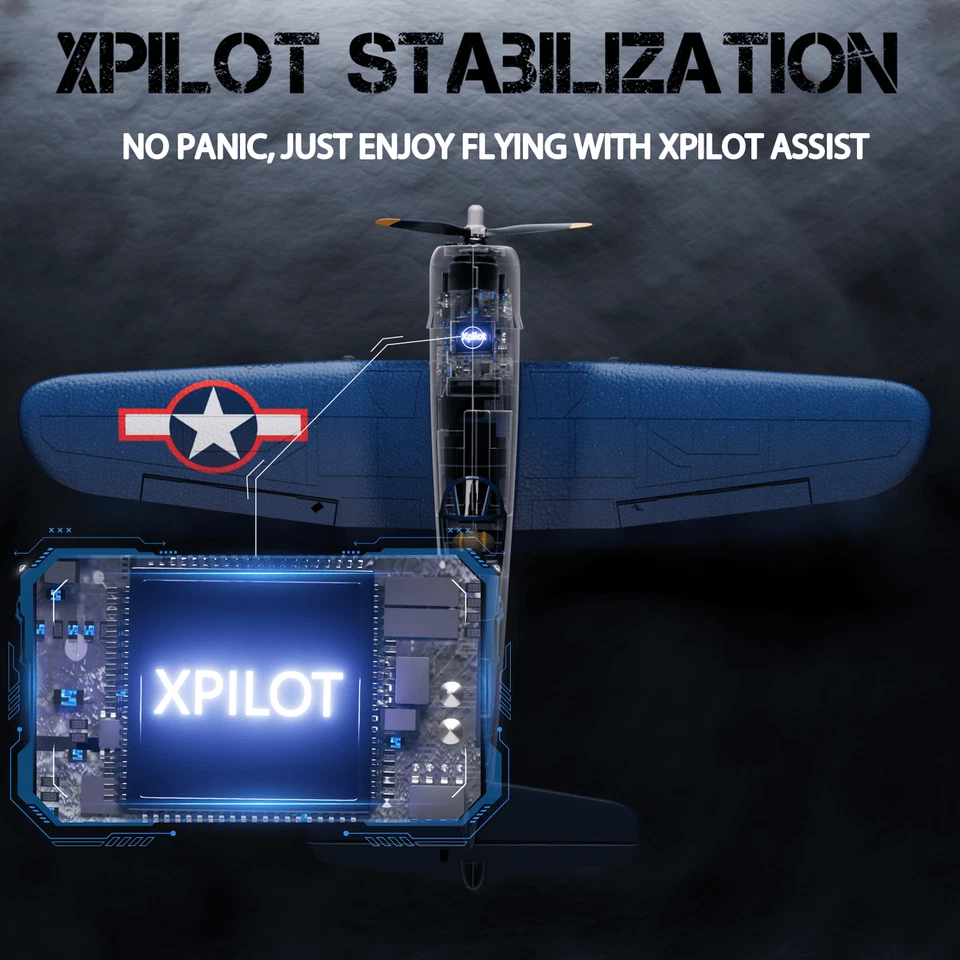 Avión RC Volantexrc F4U Corsair sin escobillas, envergadura 500 mm de combate, con 2 baterías Foto 4 de 4