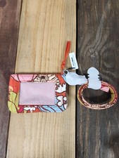 Vera Bradley Lighten Up Zip ID & Lanyard Midday Garden Wallet Coin Purse Orange