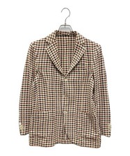 Authentic LARDINI 3b Check Tailored Jacket 46 Beige Men  4735