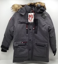 Canada Weathergear Boys Fur Lined Parka In Grey Size M 10/12 