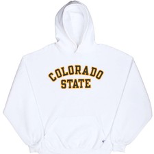 VINTAGE RUSSEL COLORADO STATE UNIVERSITY WHITE HOODIE SWEATSHIRT 1990S XL