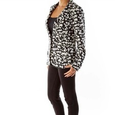 Banana Republic Cherry Blossom Floral Black Blazer Size 4 Reg Tailored NWOT