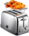 2 Slice Toaster Retro Stainless Steel Toaster with Bagel, Cancel, Defrost Functi
