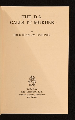 La D.A. 1942 Enveloppe anti-poussière Calls it Murder points de vente Erle Stanley Gardner Early Ed