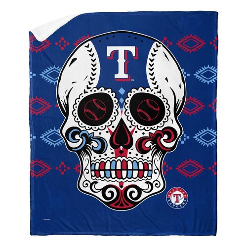 MLB Rangers Caramelo Calavera Tacto de Seda Sherpa Lanzamiento Multicolor - Imagen 1 de 4