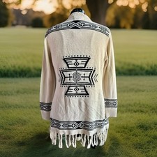 LIRA Creative Fringe Open Duster Cardigan Med Boho Hippie Festival Western