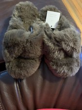 LC Lauren Conrad Wozzie Twist Band Women's Faux Fur Slide Slippers size M 7/8 