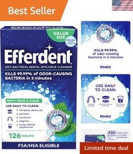Minty Fresh Dental Appliance Cleaner Tablets   126 Count, Kills 99.99 Bacteria