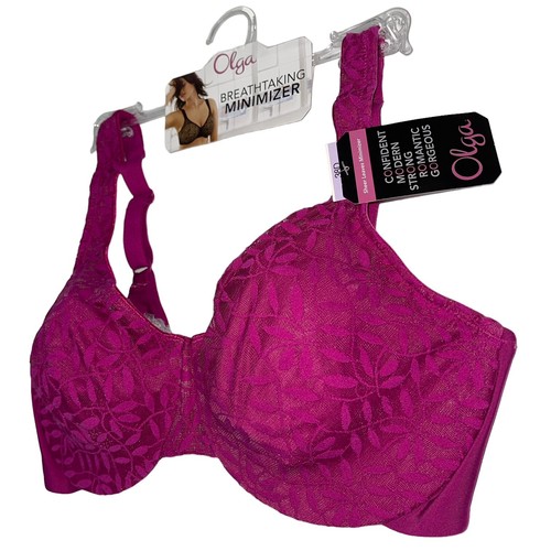 Olga Bra Underwire Minimizer Lace Sheer Leaves Lightweight Full Coverage 35519 - Picture 76 of 84