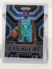 MARK WILLIAMS 2022-23 NBA PRIZM EMERGENT CHARLOTTE HORNETS ROOKIE CARD NEAR MINT. rookie card picture