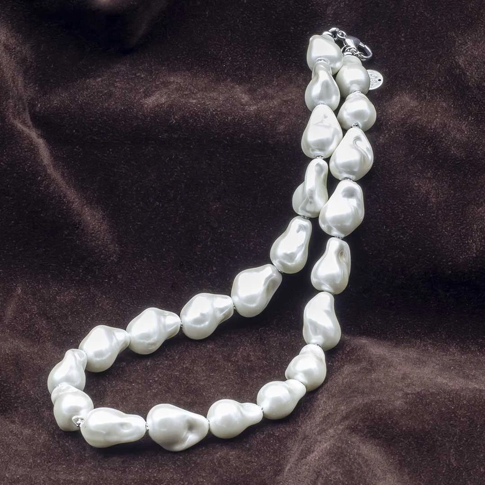 Collana di Perle Barocche o Scaramazze in MADREPERLA con Argento Pietre Naturali - Immagine 4 di 4