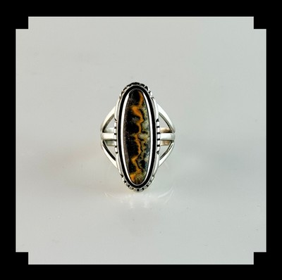 Handcrafted Sterling and Bumblebee Jasper Ring Size 8
