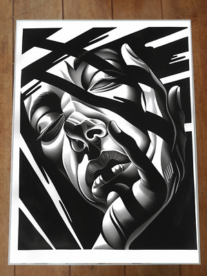 Retro Black and White Illustration Optical Illusion Poster 18x24in