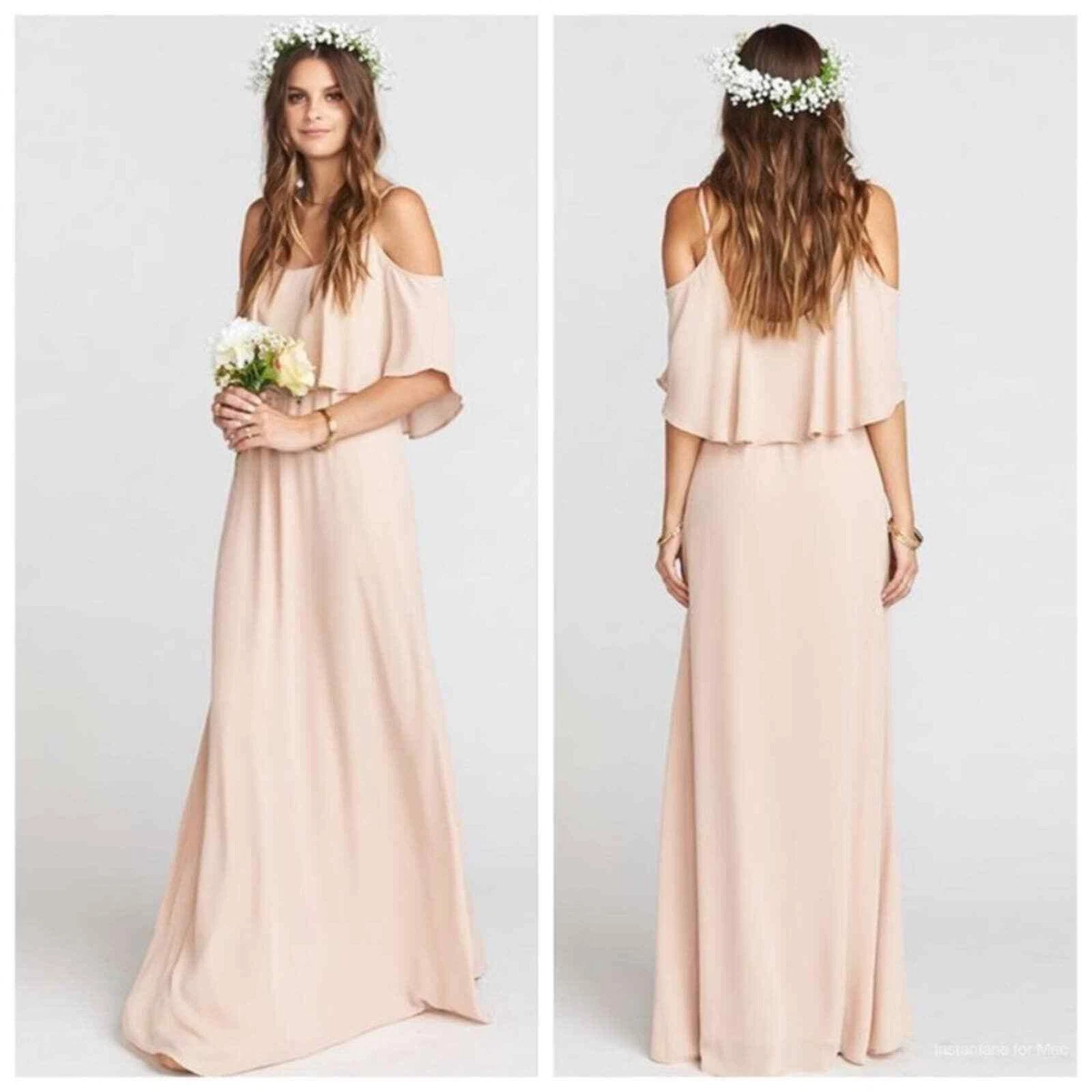 Caitlin ruffle maxi clearance dress dusty blush crisp
