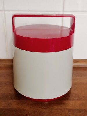 Vintage Rot & Weiß Insulex Heiß / Kalt Flasche Eiskübel Top Zustand.