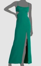Aqua Women's Green Cutout Scoop Neck Sleeveless High Slit Gown Dress Size 4