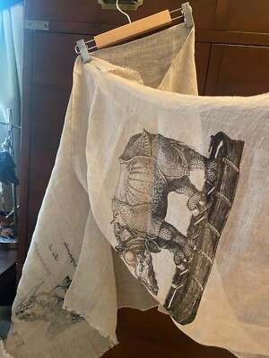 Unique Maritime Outpost Italian fine linen scarf ''E La Nave Va'' (Fellini) Rino