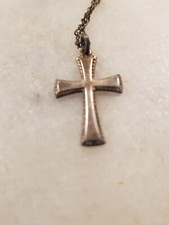 925 Sterling silver Cross Pendant , Chain  16" Pendant 2cm Vgc