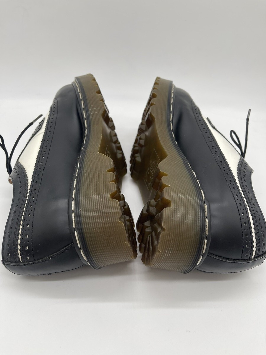 Martens 3989 Brogue Leather Wingtip Black White -Platform