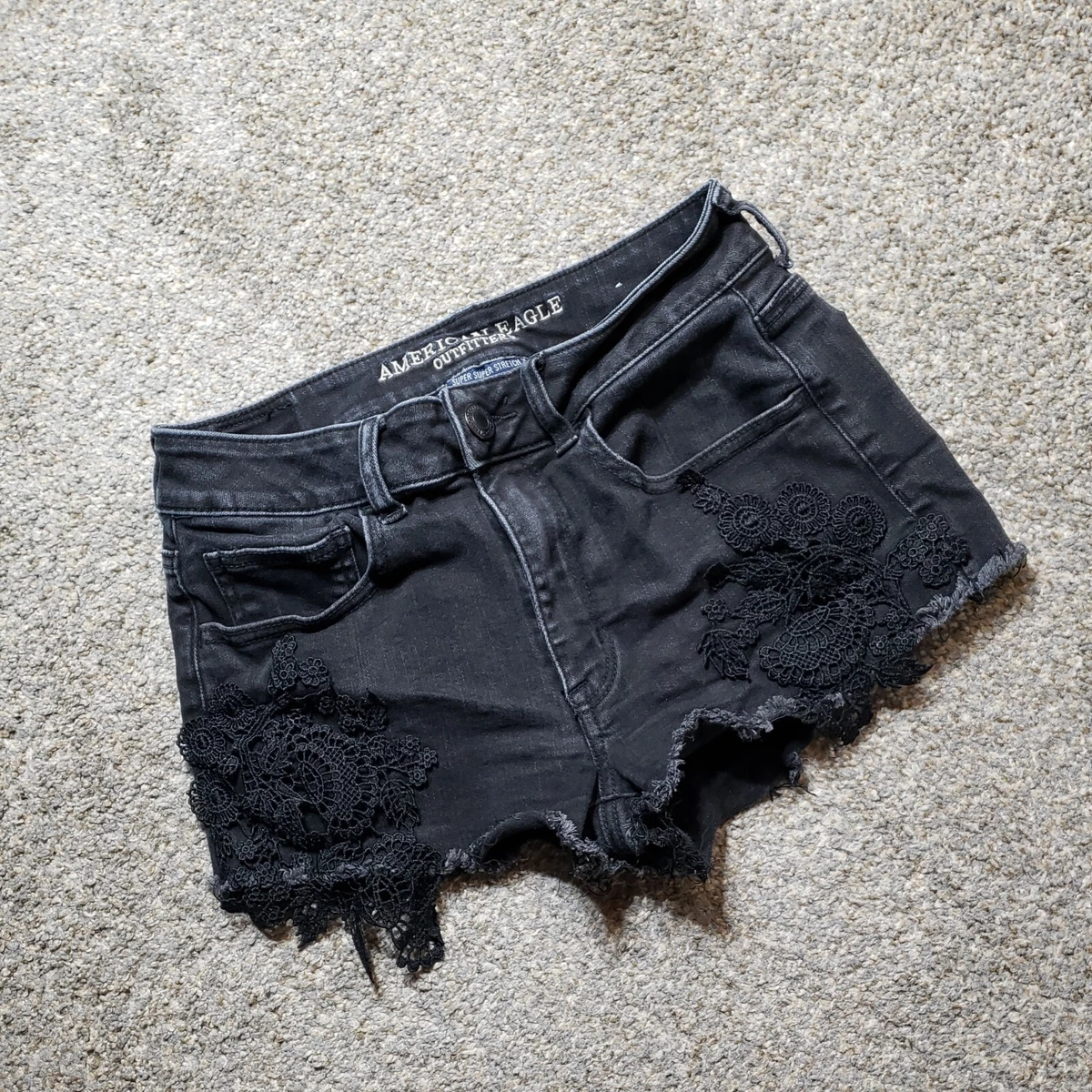 American Eagle Shorts Womens 6 Black Super Super Stretch X Hi Rise