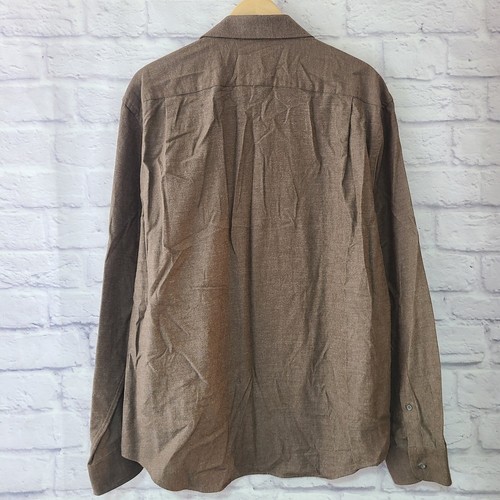 Jos A Bank Reserve Tailored Fit Button Front Shirt Men XL Brown Cotton Cashmere - Picture 2 of 3