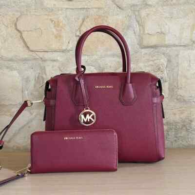 Michael Kors Mercer MD TZ Belted Large Satchel Mulberry/Wallet Options $786 NWT