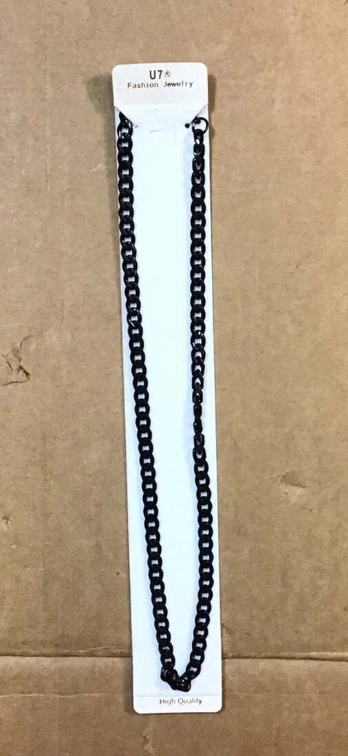 U7 Fashion Jewelry High Quality Chain Necklace Black Silver 18 Inches L22