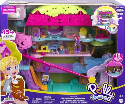 Polly Pocket Pollyville Haustier Abenteuer Baumhaus 5 Ebenen Spielset, 15+ Spielteile