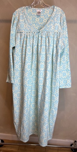 Pink Women’s micro-fleece Cream & Blue long sleeve Nightgown/Sleepwear|Size:1X - Picture 17 of 22
