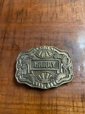 Vintage 1970’s Oden Inc. Western Brass Belt Buckle Features Name ‘Larry’
