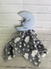 Hudson Baby HB Moon Security Blanket Blanky Lovey Stars Clouds Blue Gray