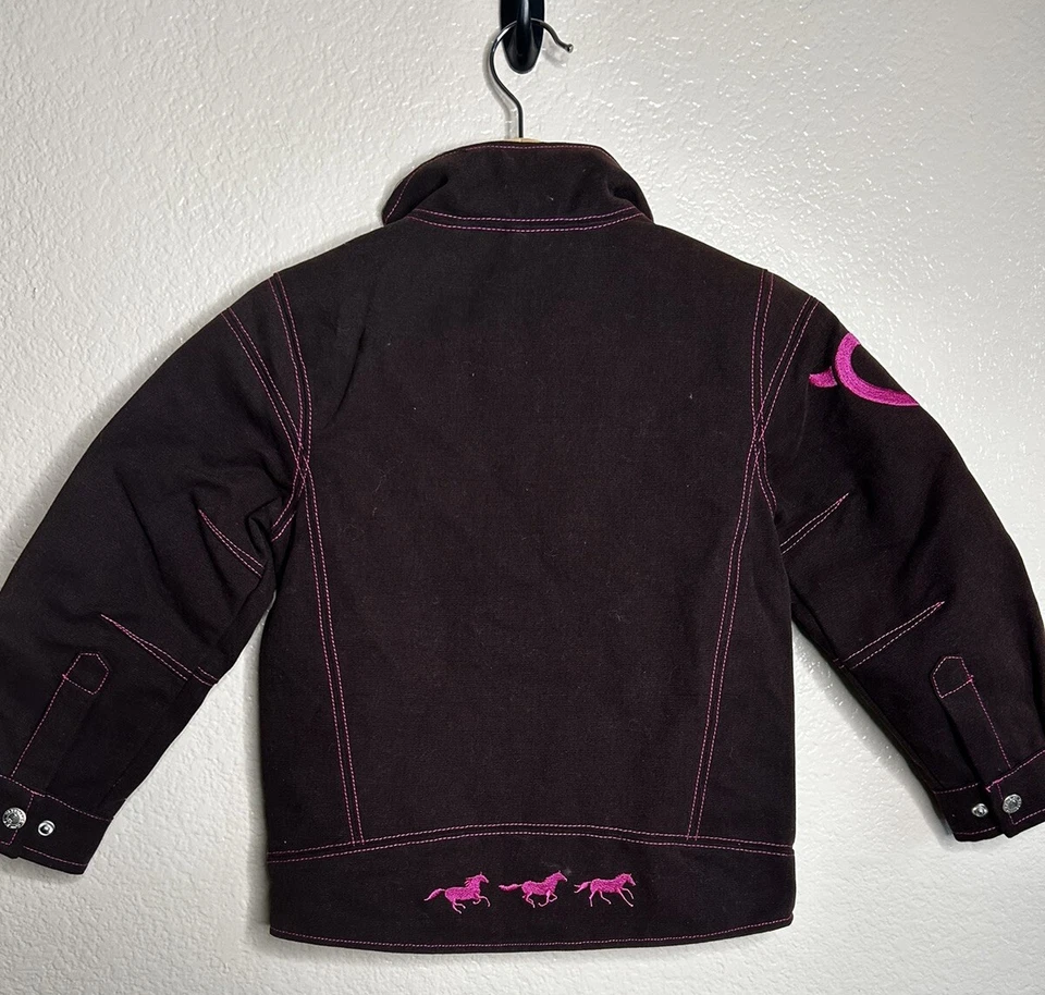 女牛仔五金女孩骑行工作夹克帆布粉色棕色小外套新品 — 第 2/4 张图片