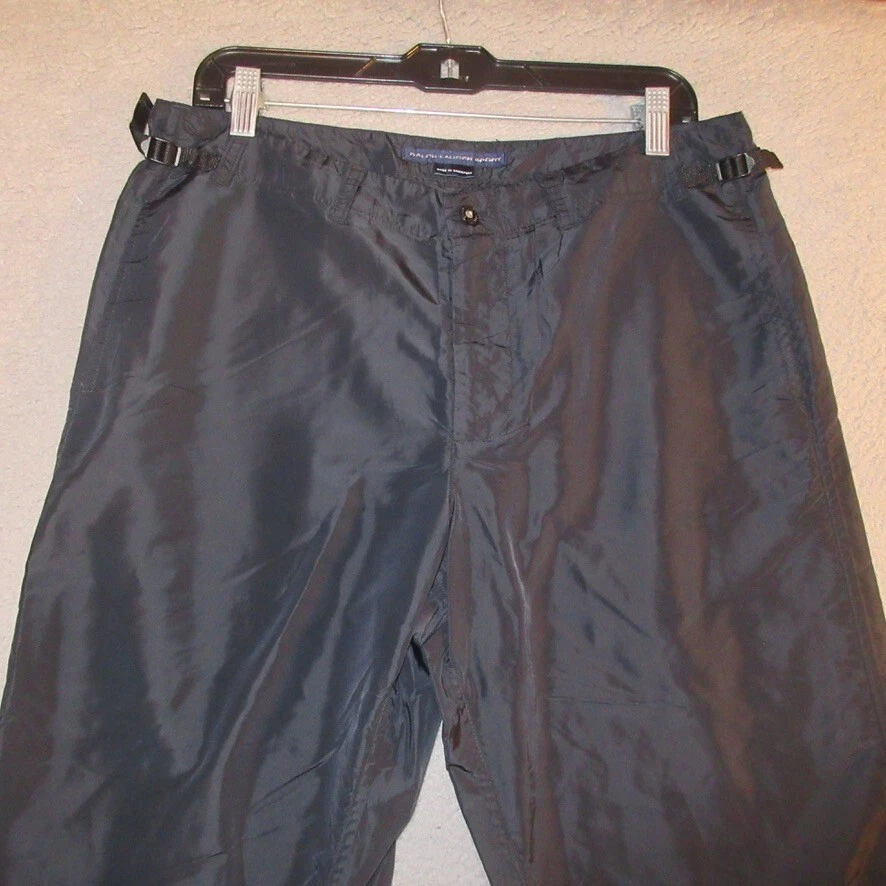 Ralph Lauren Sport Pants 12 Women 100% Nylon Zip Ankles Bootcut Measures 32x31