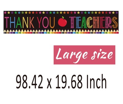 Teacher Appreciation Banner 9.8ft - Thank You Teacher Decor With Apple Signs - View #10