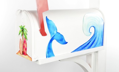 Mailbox Magnet Partial Cover Ocean Wave with Palm Tree or Whale Tail - Picture 4 of 15