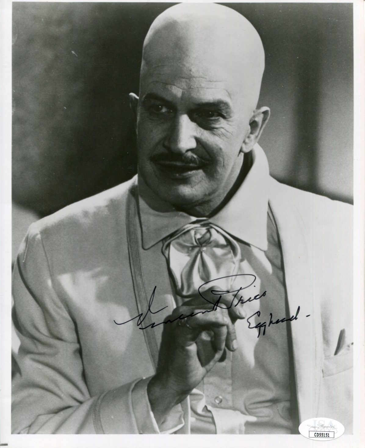 Vincent Price Batman Villain Egghead Rare Signed Autograph Photo JSA